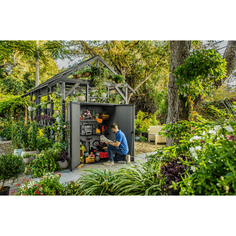 Keter 4x2 Cortina Alto Heavy Duty Vertical Plastic Garden Shed with Shelves - Image 5